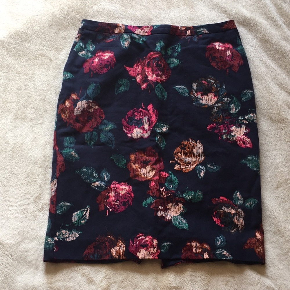 SOLD! Floral print navy pencil skirt
